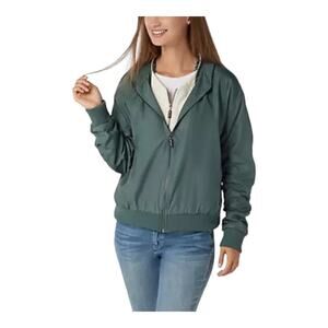 Peace Love World Womens The Pooch Jacket Kale Green Removable Hood Size XS